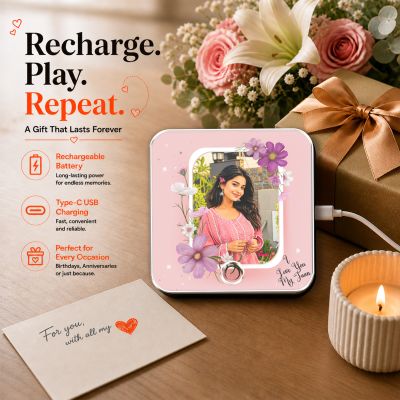 Personalized Musical Fridge Magnet Rechargeable Speaker with On/Off Button  Birthday Gift for Girlfriend, Daughter, Sister & Bestie  Memorable Gift Frame